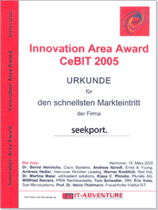 CeBIT 2005 Certificate